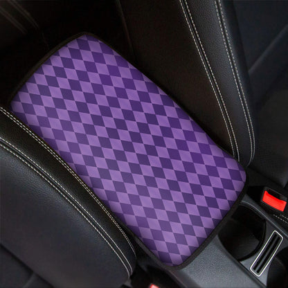 Purple Harlequin Pattern Print Car Center Console Cover