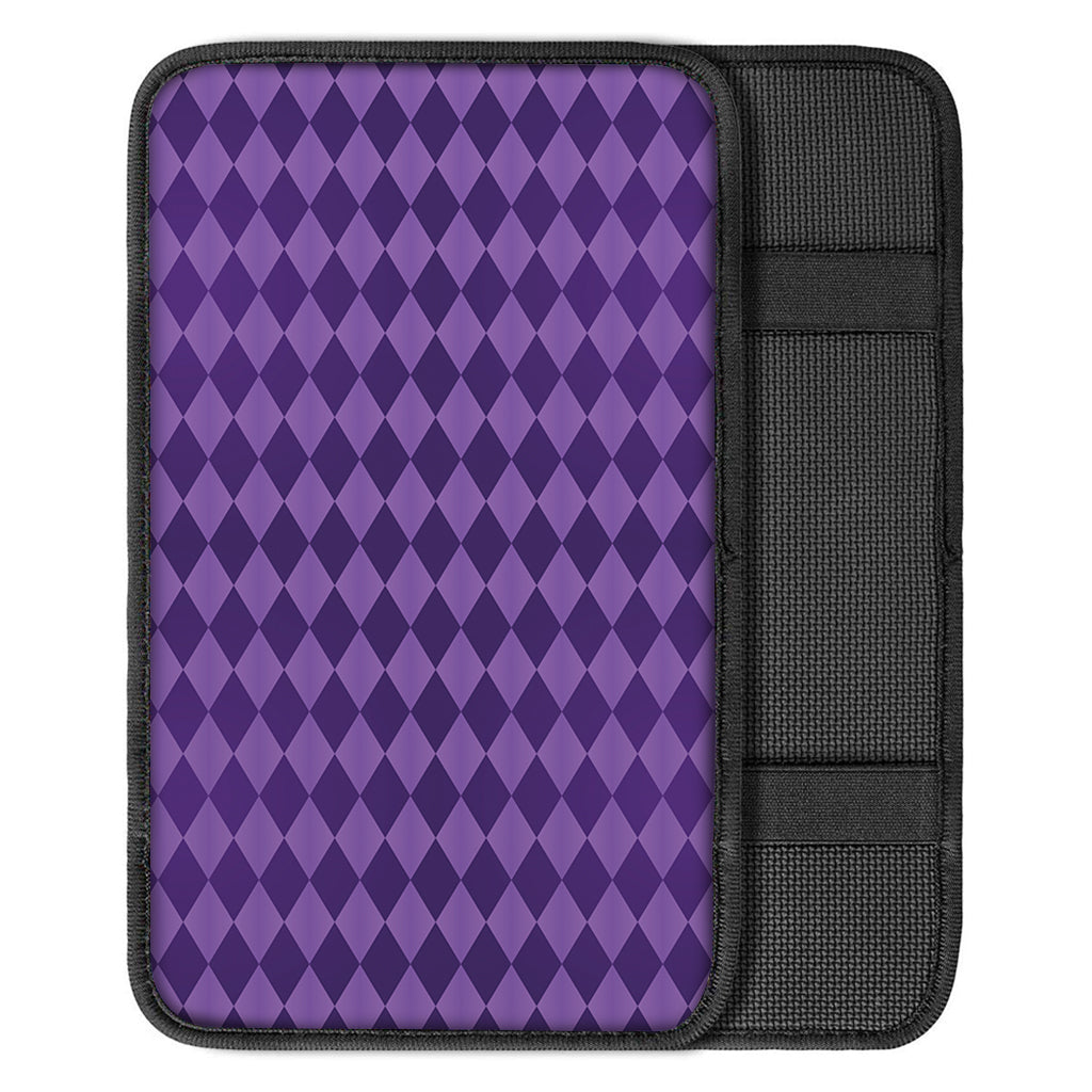Purple Harlequin Pattern Print Car Center Console Cover