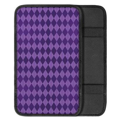 Purple Harlequin Pattern Print Car Center Console Cover
