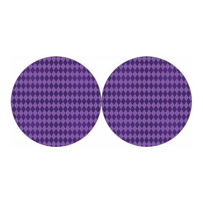 Purple Harlequin Pattern Print Car Coasters