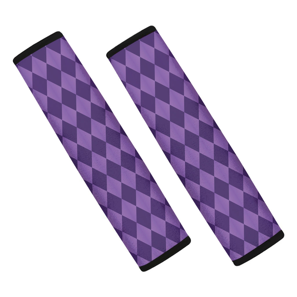 Purple Harlequin Pattern Print Car Seat Belt Covers
