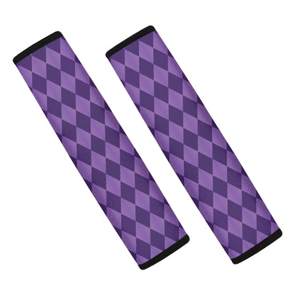 Purple Harlequin Pattern Print Car Seat Belt Covers