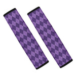 Purple Harlequin Pattern Print Car Seat Belt Covers