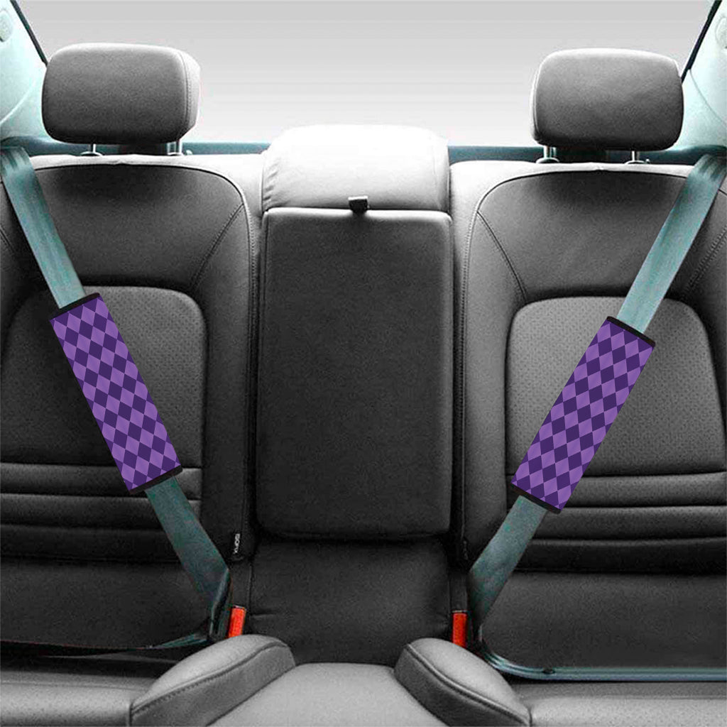 Purple Harlequin Pattern Print Car Seat Belt Covers