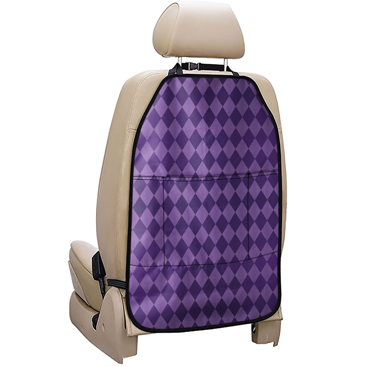 Purple Harlequin Pattern Print Car Seat Organizers