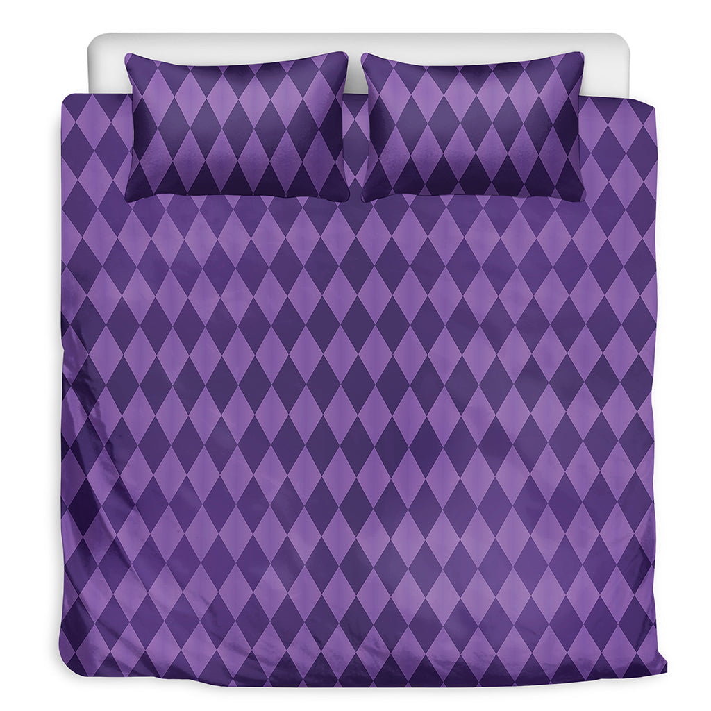 Purple Harlequin Pattern Print Duvet Cover Bedding Set
