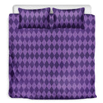 Purple Harlequin Pattern Print Duvet Cover Bedding Set