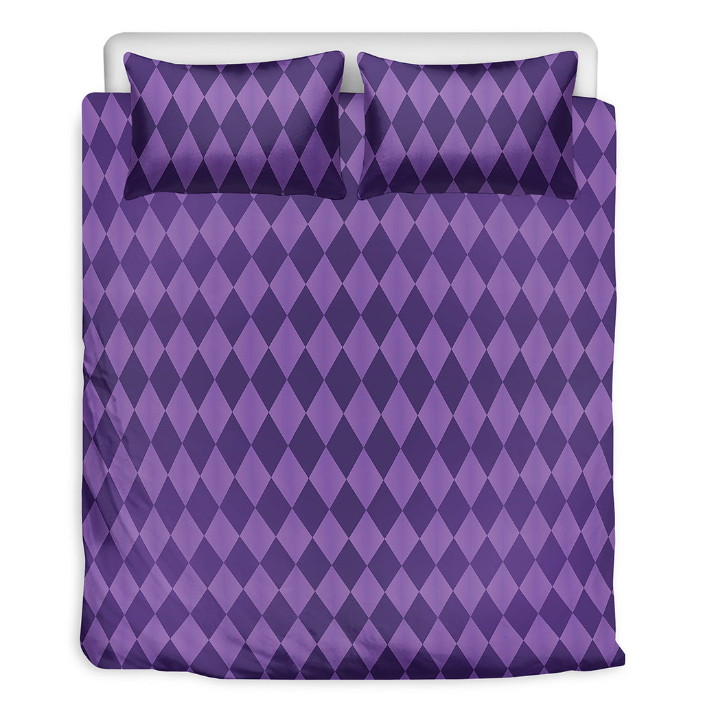 Purple Harlequin Pattern Print Duvet Cover Bedding Set