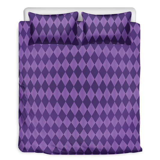 Purple Harlequin Pattern Print Duvet Cover Bedding Set