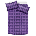 Purple Harlequin Pattern Print Duvet Cover Bedding Set