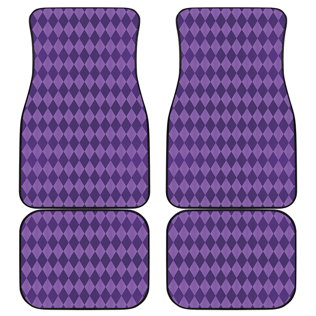Purple Harlequin Pattern Print Front and Back Car Floor Mats