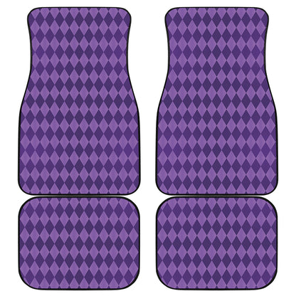 Purple Harlequin Pattern Print Front and Back Car Floor Mats