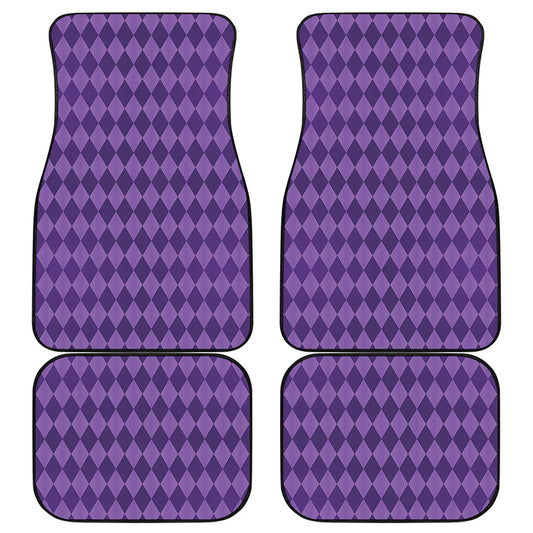 Purple Harlequin Pattern Print Front and Back Car Floor Mats