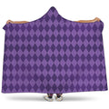 Purple Harlequin Pattern Print Hooded Blanket