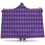Purple Harlequin Pattern Print Hooded Blanket