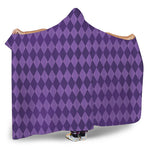 Purple Harlequin Pattern Print Hooded Blanket