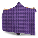 Purple Harlequin Pattern Print Hooded Blanket