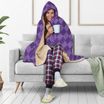 Purple Harlequin Pattern Print Hooded Blanket