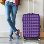 Purple Harlequin Pattern Print Luggage Cover
