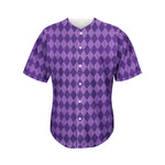 Purple Harlequin Pattern Print Men's Baseball Jersey