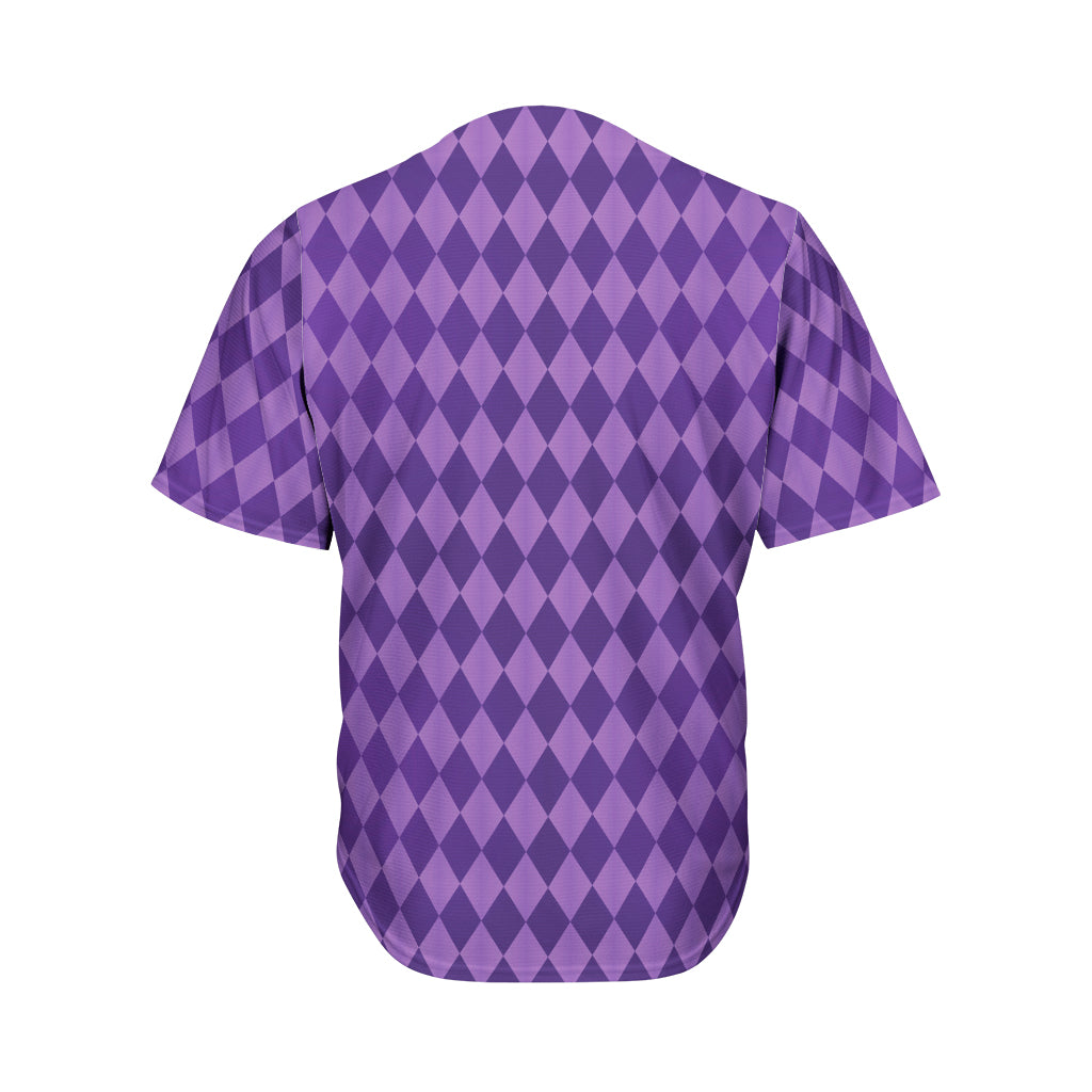 Purple Harlequin Pattern Print Men's Baseball Jersey