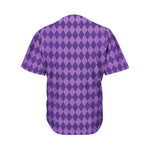 Purple Harlequin Pattern Print Men's Baseball Jersey