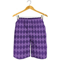 Purple Harlequin Pattern Print Men's Shorts