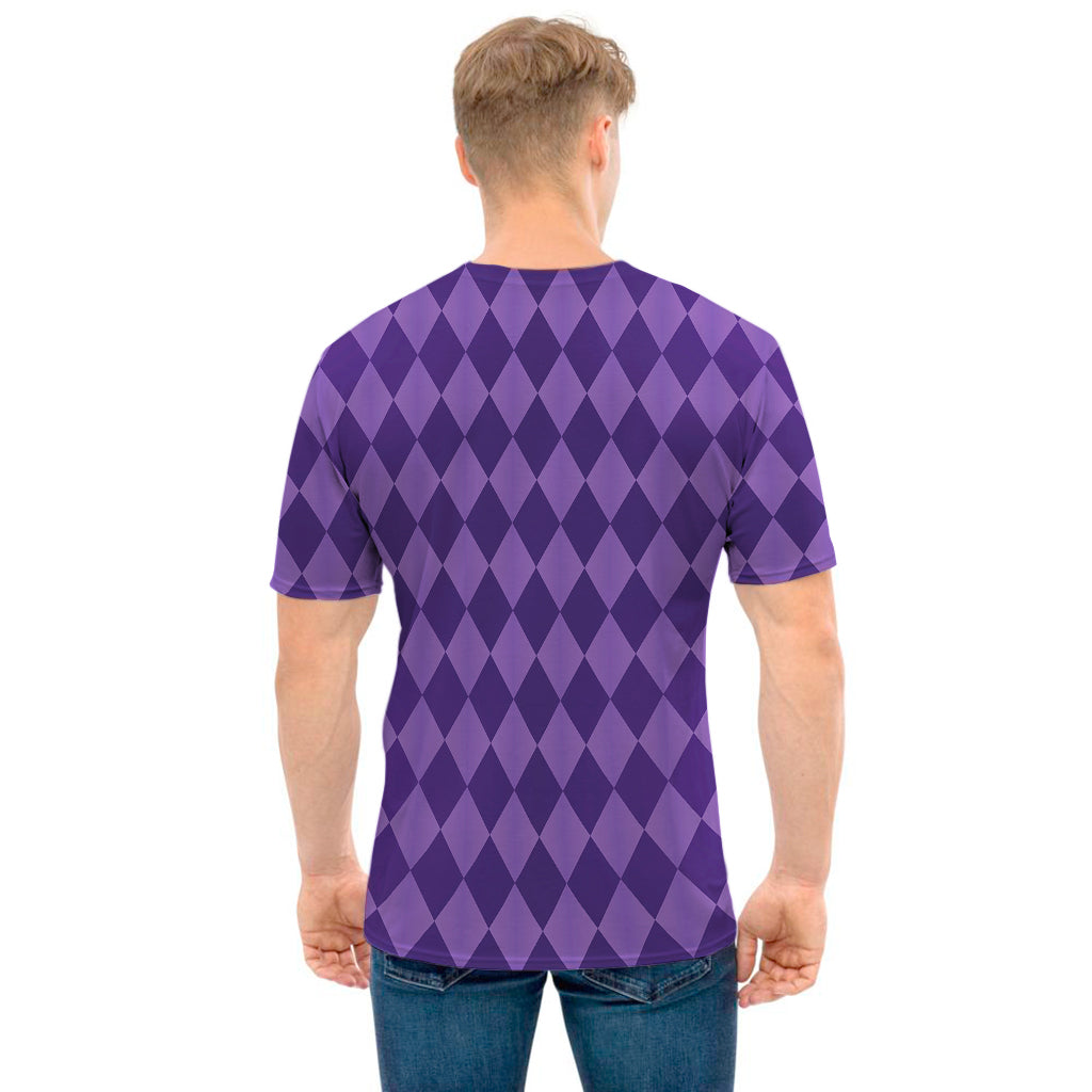Purple Harlequin Pattern Print Men's T-Shirt