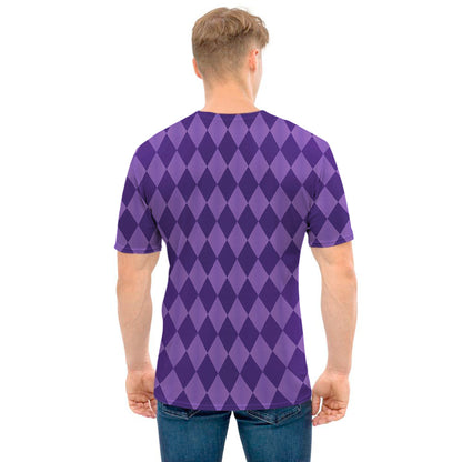 Purple Harlequin Pattern Print Men's T-Shirt