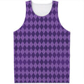 Purple Harlequin Pattern Print Men's Tank Top