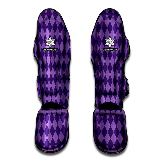 Purple Harlequin Pattern Print Muay Thai Shin Guard