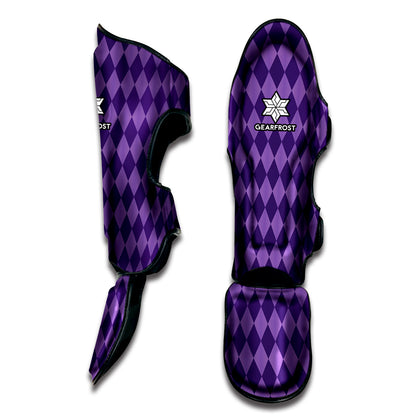 Purple Harlequin Pattern Print Muay Thai Shin Guard