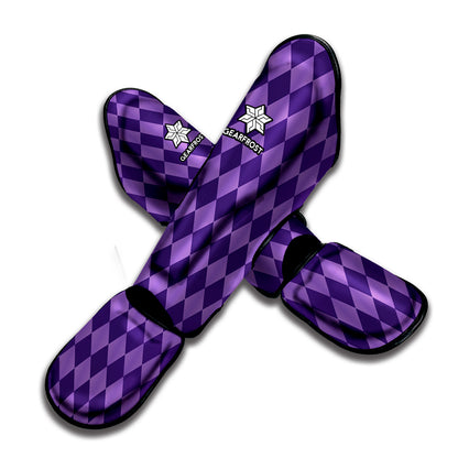 Purple Harlequin Pattern Print Muay Thai Shin Guard