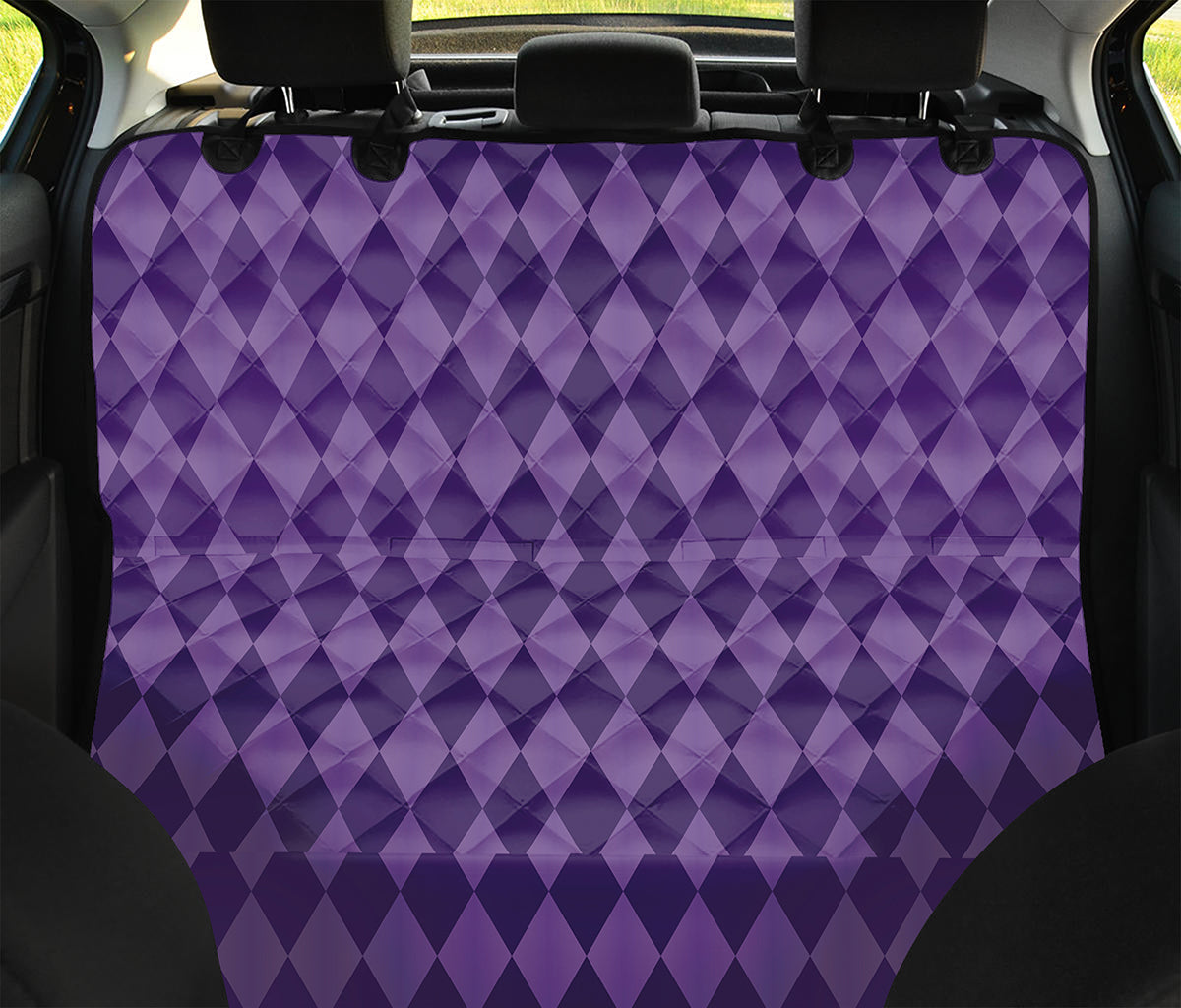Purple Harlequin Pattern Print Pet Car Back Seat Cover