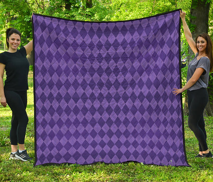 Purple Harlequin Pattern Print Quilt