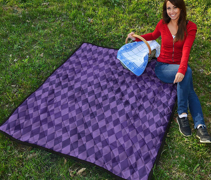 Purple Harlequin Pattern Print Quilt