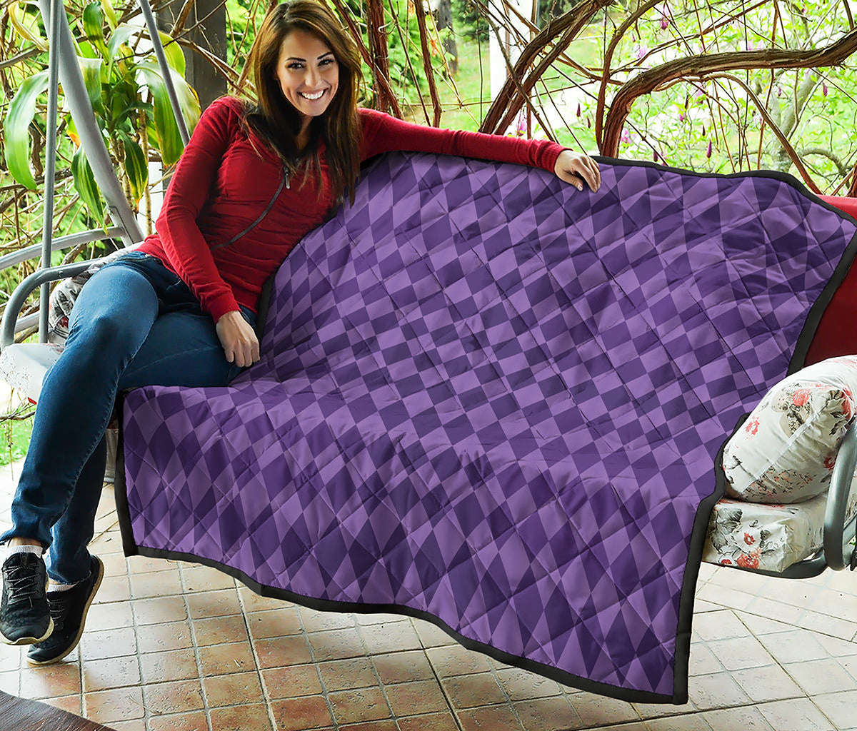 Purple Harlequin Pattern Print Quilt