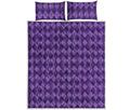 Purple Harlequin Pattern Print Quilt Bed Set