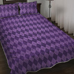 Purple Harlequin Pattern Print Quilt Bed Set