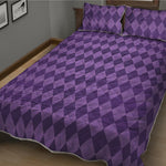 Purple Harlequin Pattern Print Quilt Bed Set