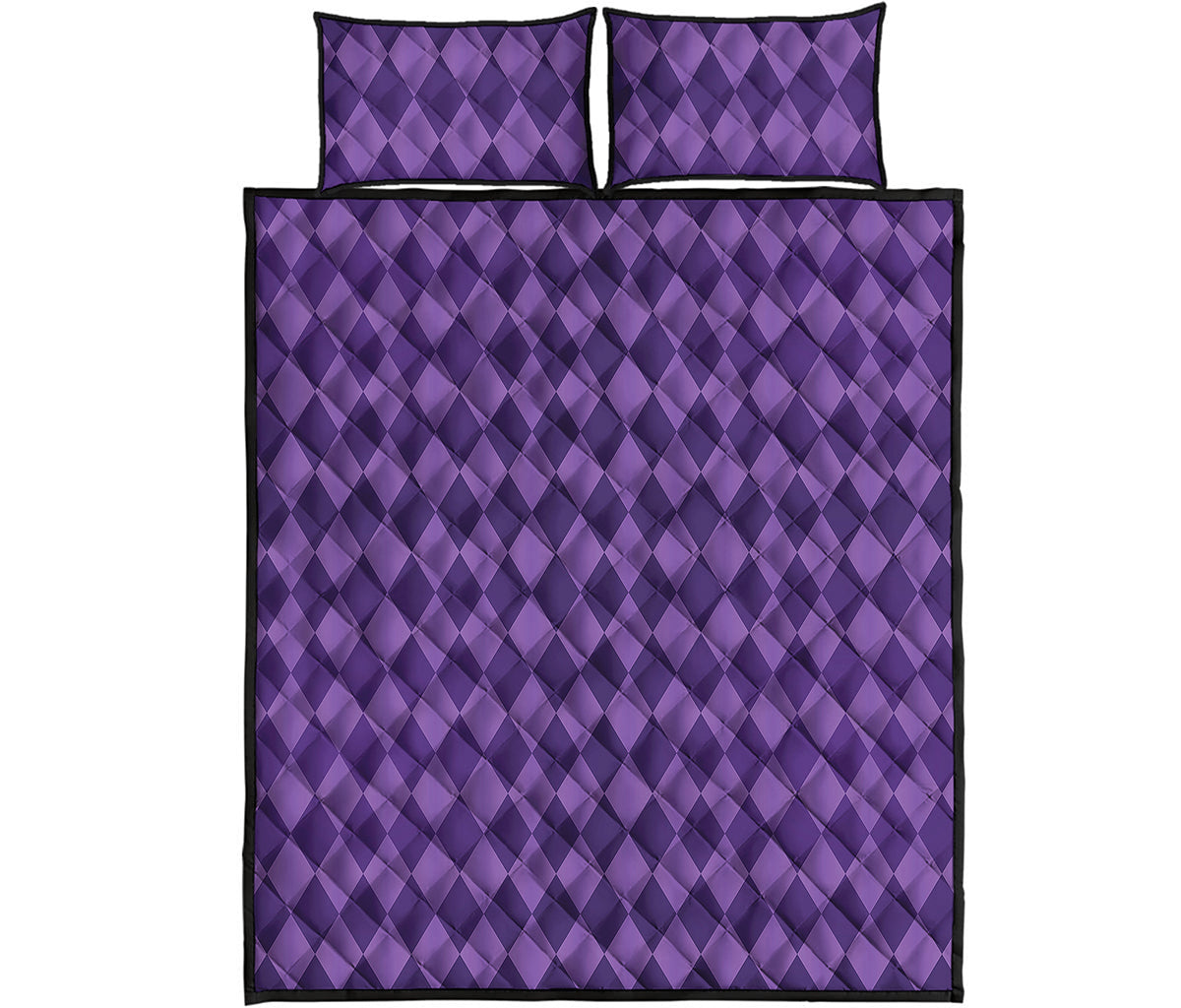 Purple Harlequin Pattern Print Quilt Bed Set