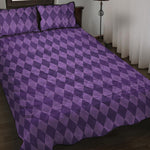 Purple Harlequin Pattern Print Quilt Bed Set