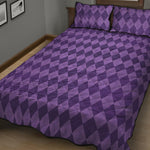 Purple Harlequin Pattern Print Quilt Bed Set