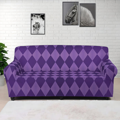 Purple Harlequin Pattern Print Sofa Cover