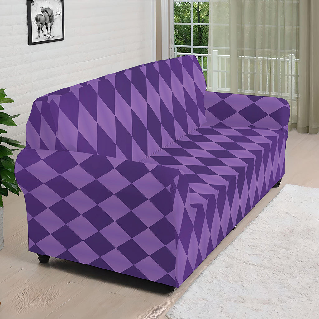 Purple Harlequin Pattern Print Sofa Cover