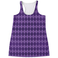 Purple Harlequin Pattern Print Women's Racerback Tank Top