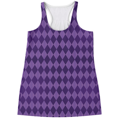 Purple Harlequin Pattern Print Women's Racerback Tank Top