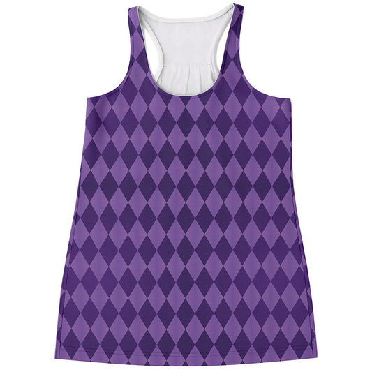 Purple Harlequin Pattern Print Women's Racerback Tank Top