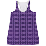 Purple Harlequin Pattern Print Women's Racerback Tank Top