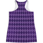 Purple Harlequin Pattern Print Women's Racerback Tank Top